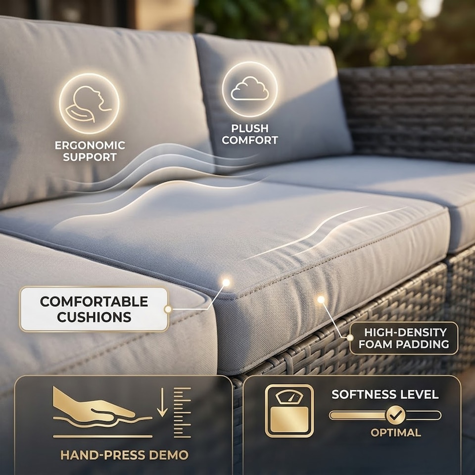 image 1 of Alivio 3-Seater PE Garden Rattan Corner Sofa Set with Coffee Table & UV-Resistant Cushions (Grey)