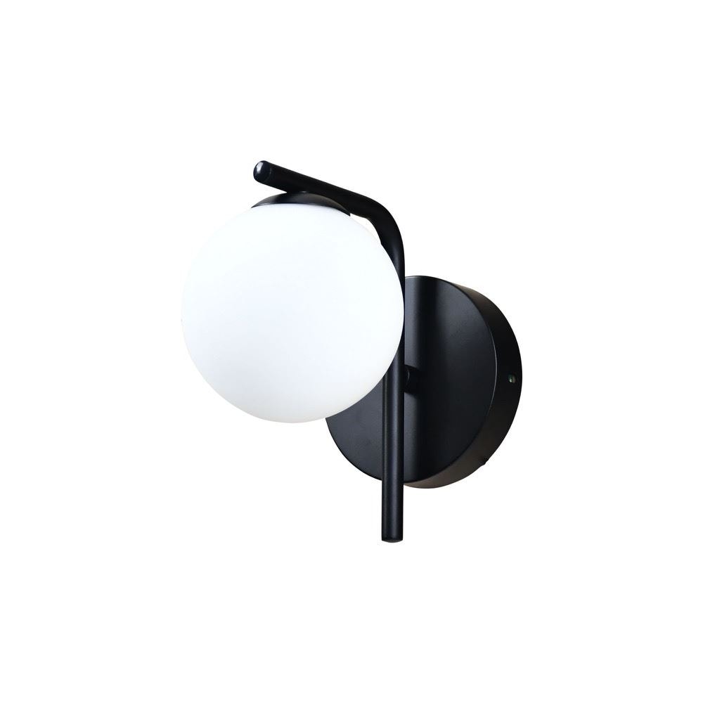 First Choice Lighting Grosvenor - Black Wall Light with Glass Globe