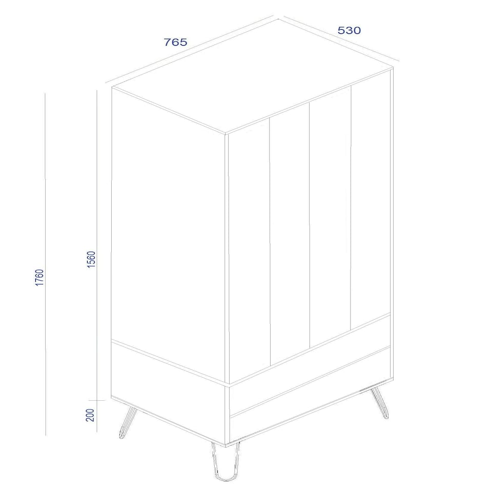 image 1 of Core Products Augusta Driftwood 2 Door, 2 Drawer Wardrobe H176.0cm x W76.5cm x D53.0cm Cream