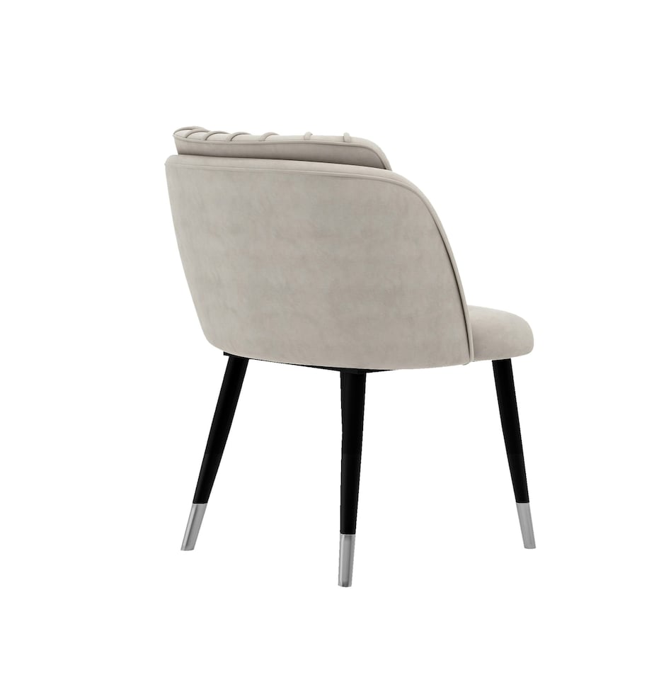 image 1 of Set of 2 Milano Velvet Dining Chairs with Stylish Ribbed Back Design, Black Metal Legs with Silver Tips | Grey | Silver End Tips