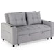 image 1 of Hudson 2-Seater Sofa Bed Linen Fabric with Cup Holders (Light Grey)