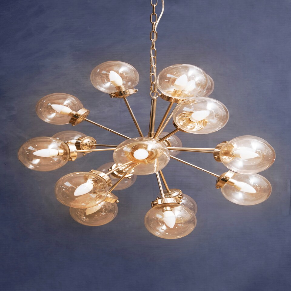 image 1 of Interiors by Premier 18 Light Silver Ceiling Pendant, Abstract Burst Design Statement Light, Glass Globe Ceiling Light Silver