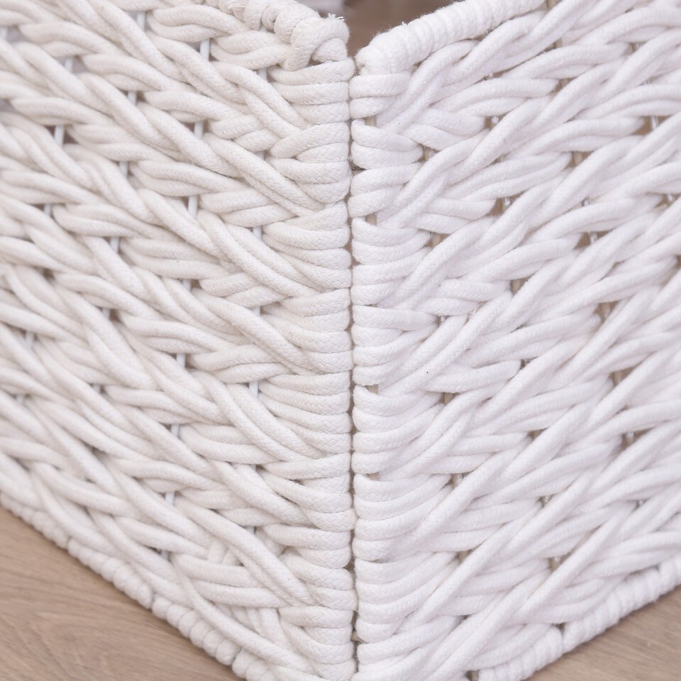 image 1 of 47cm Square Christmas Tree Skirt Stand Decorative Base Festive Xmas PVC Rope | Multi | White Rope | 1