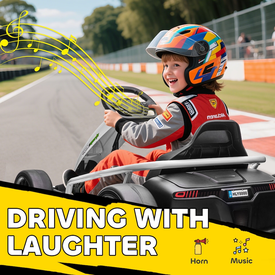image 1 of HOMCOM 24V Electric Go Kart for Kids with Music, Horn Honking, Slow Start