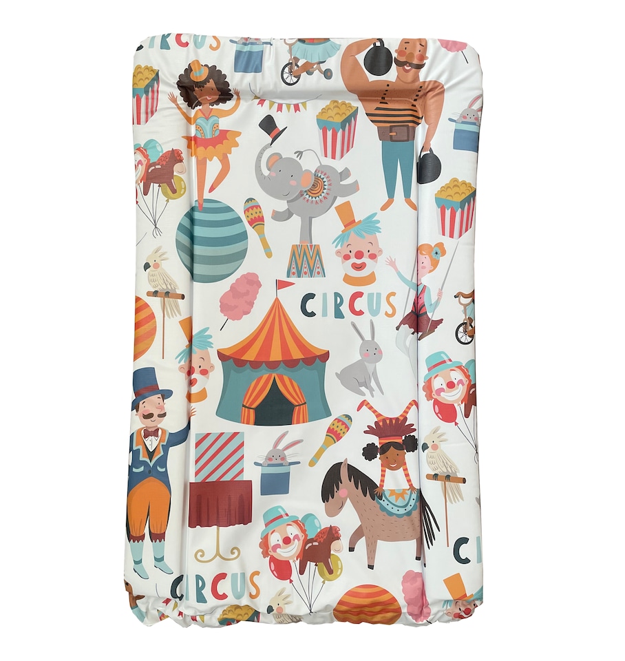 image 1 of Babybase Padded Changing Mat 74 x 46cm Funky Circus | White