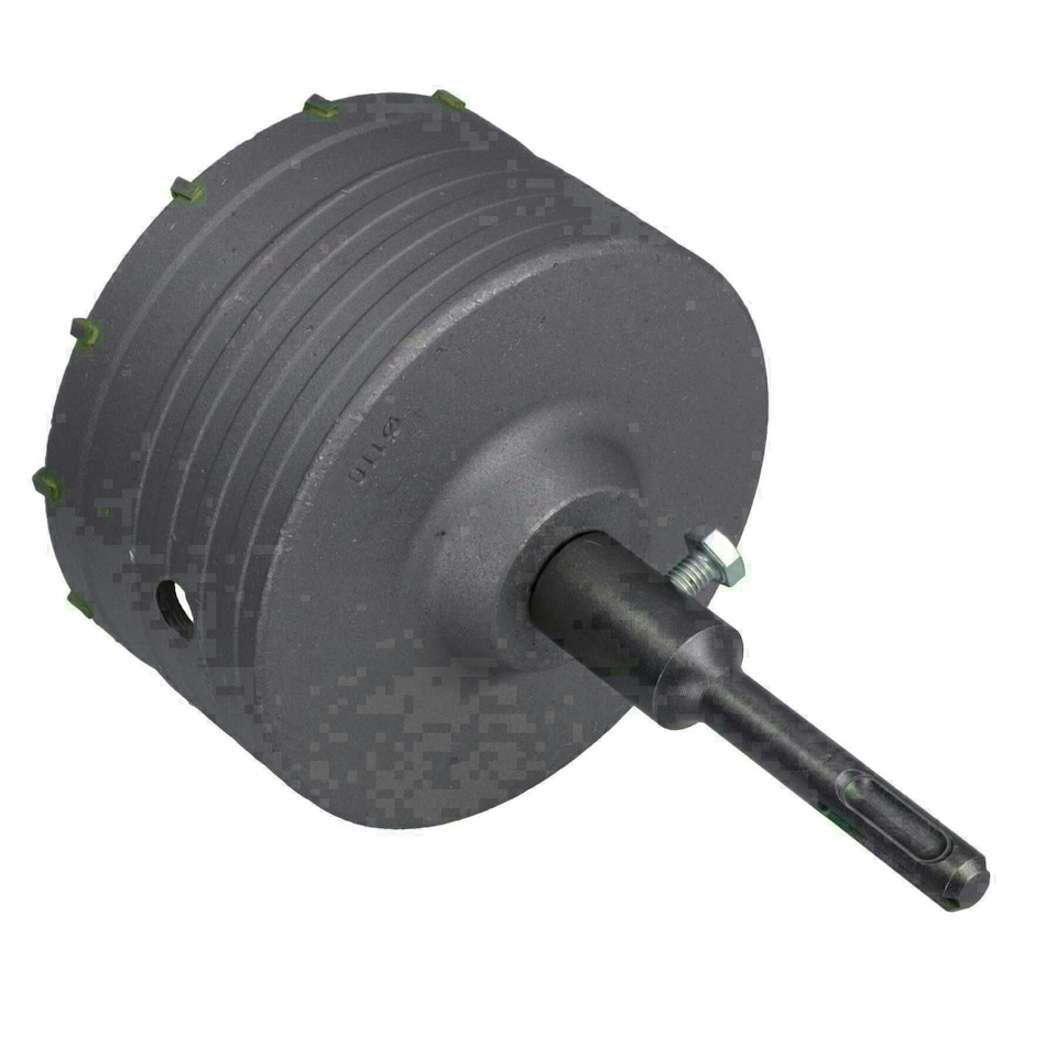 image 1 of 110mm Metric Core Drill with SDS Plus Arbor + Pilot Drill Brick Stone Cutter