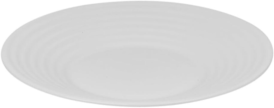 image 1 of White Opal Glass Dinner Set Plates Soup Bowls Dinnerware | White | Vienna Ribbed - 12 Pcs | 12