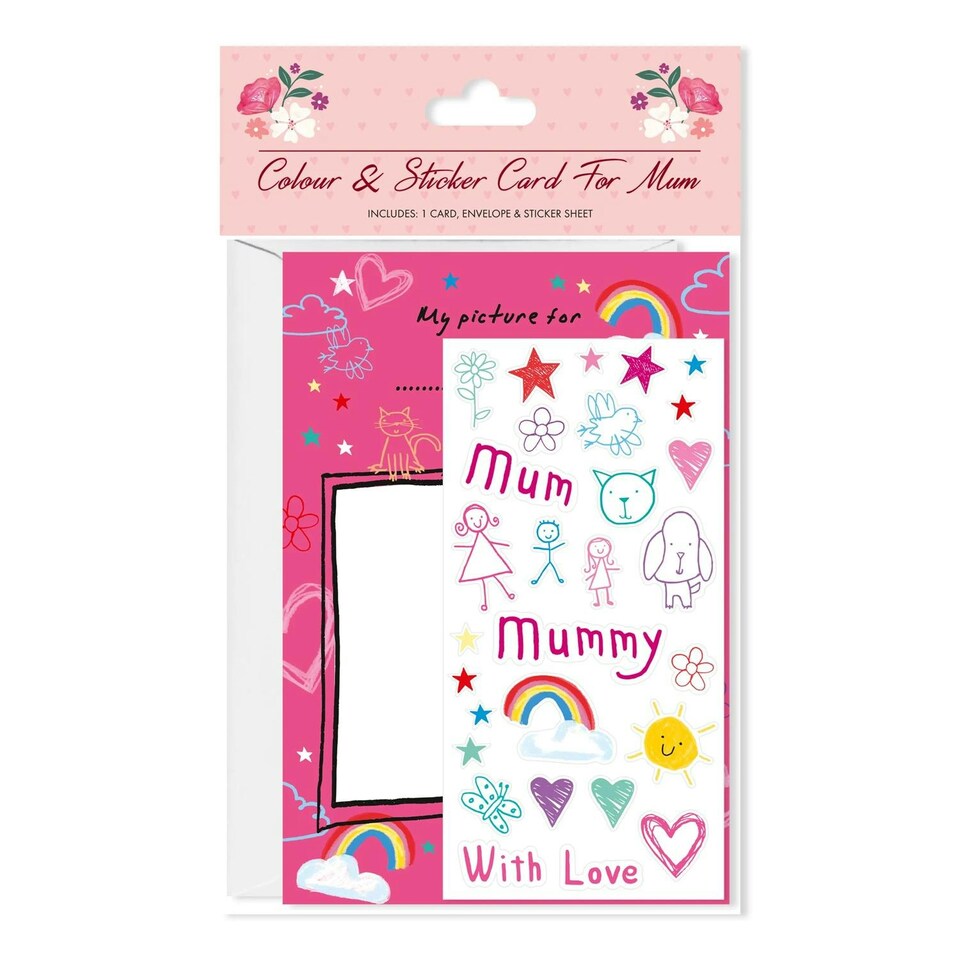 image 1 of Mother's Day Sticker and Colour In Card for Mum