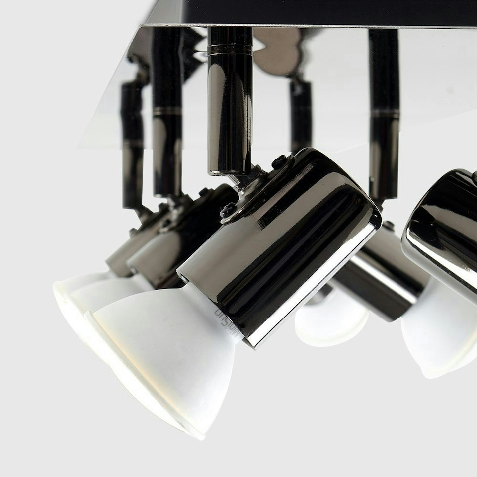 image 1 of ValueLights Modern Black Chrome 6 Way Adjustable GU10 Ceiling Spotlight