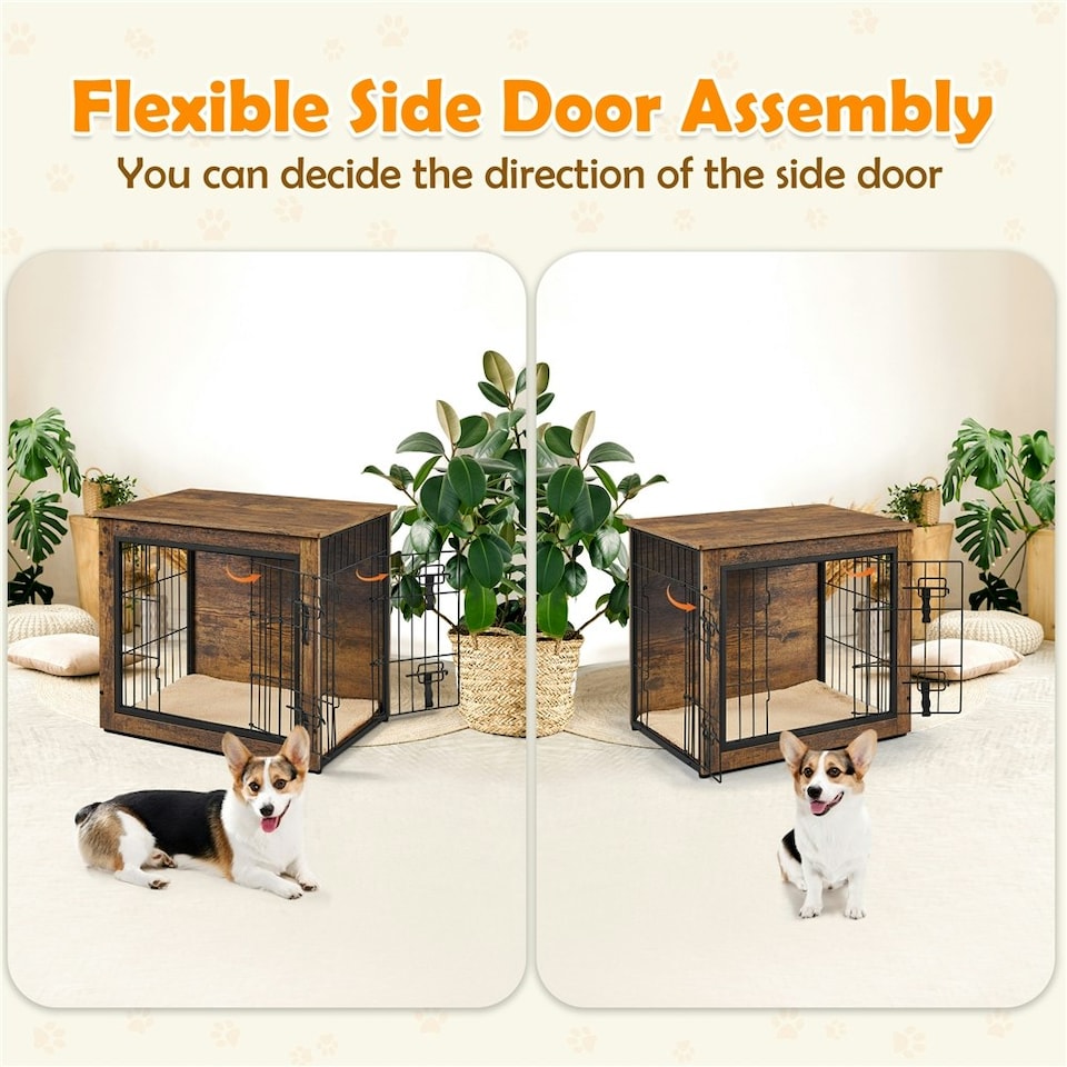 image 1 of Yaheetech 69 cm Dog Crate Furniture Brown | Rustic Brown