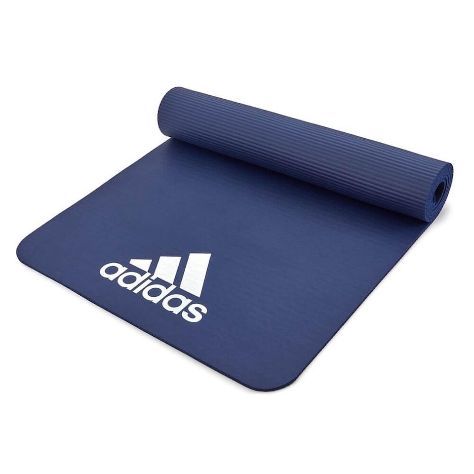 image 1 of Adidas 7mm Training Mat, 173 x 61 cm, Ridged Non-Slip Underside | Black | Black | 173 cm (L) x 61 (W) x 0.7 (H)