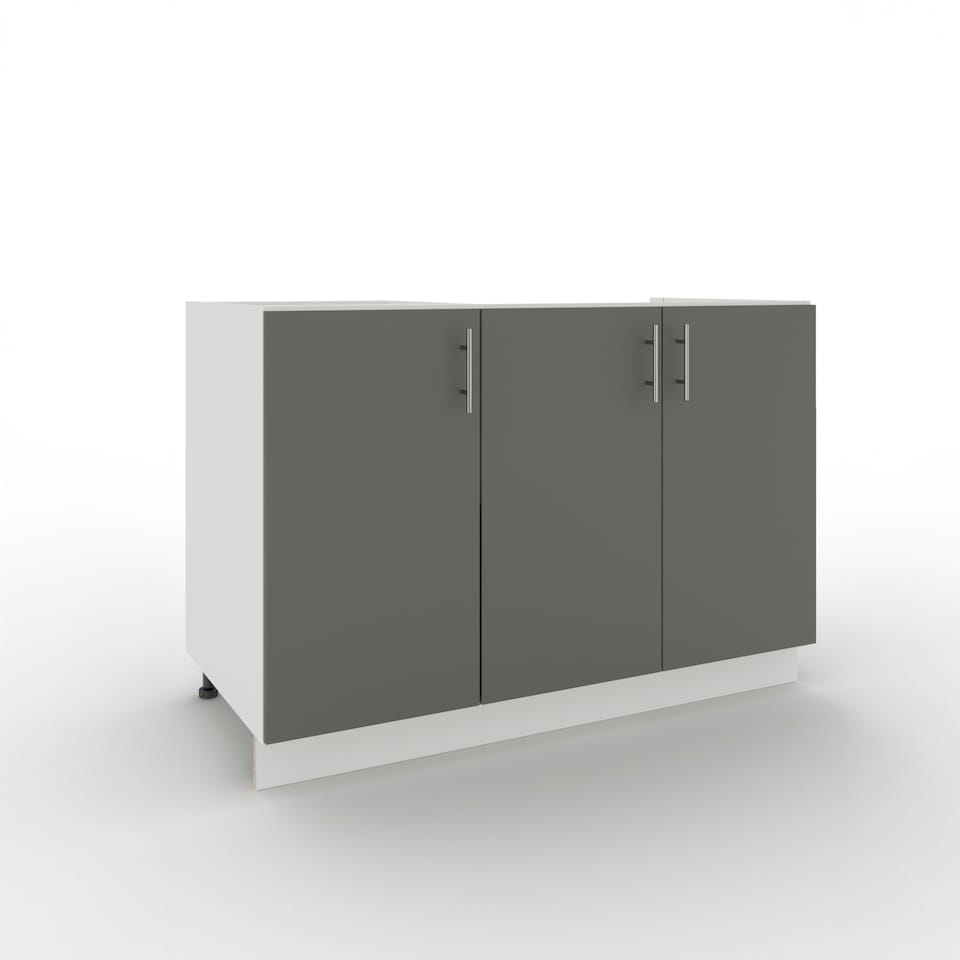 image 1 of JD Greta Adjustable Legs Kitchen Sink Unit 1200mm Cabinet With Doors - Grey Matt