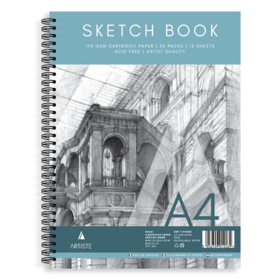 image 1 of Single A4 Portrait OR Landscape Spiral Bound Artist Sketch Book