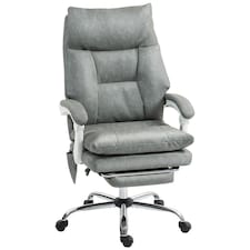 HOMCOM Office Chair with Adjustable Lumbar Support, Computer Chair, Grey | Grey | White | One Size
