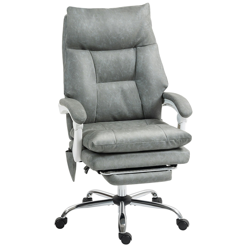 image 1 of HOMCOM Office Chair with Adjustable Lumbar Support, Computer Chair, Grey | Grey | White | One Size