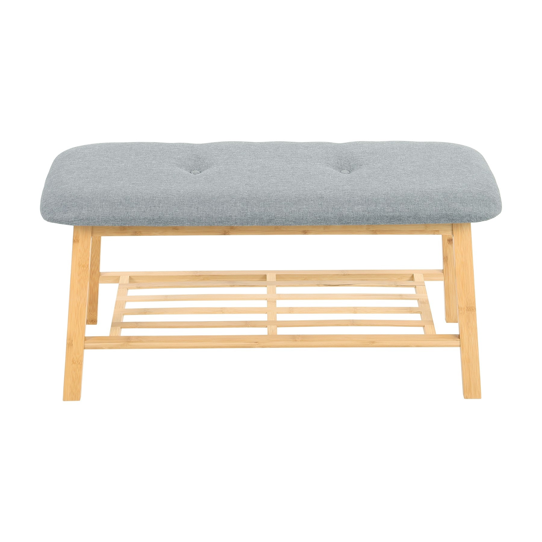 Living and Home Bamboo Shoe Bench with Upholstery for Entryway