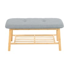 Living and Home Bamboo Shoe Bench with Upholstery for Entryway