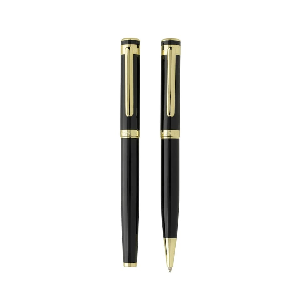 image 1 of Swiss Peak Luca Brass Pen Set (Pack of 2) - Black - One Size