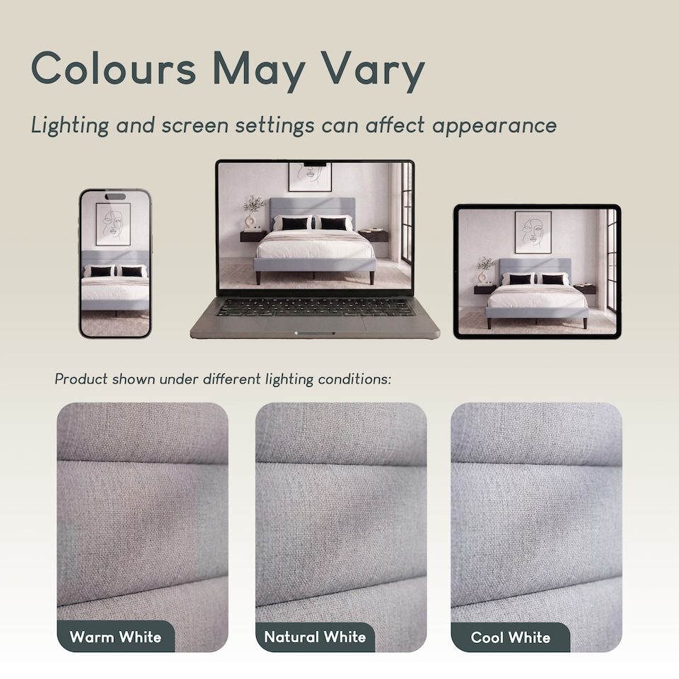 image 1 of Vida Designs Vandura Light Grey Linen Fabric Bed Frame with Headboard - Double