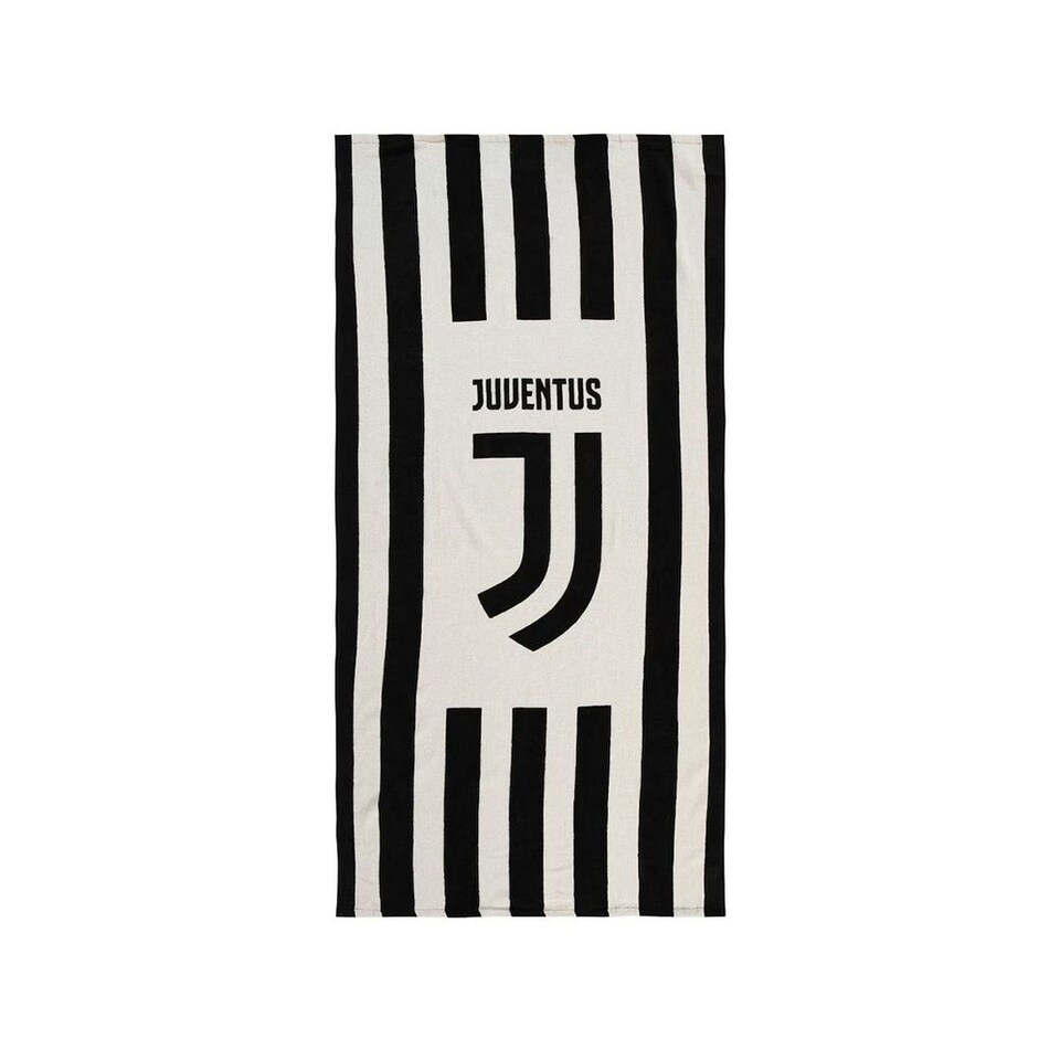 Juventus FC Logo Beach Towel Black/White One Size Tesco Groceries
