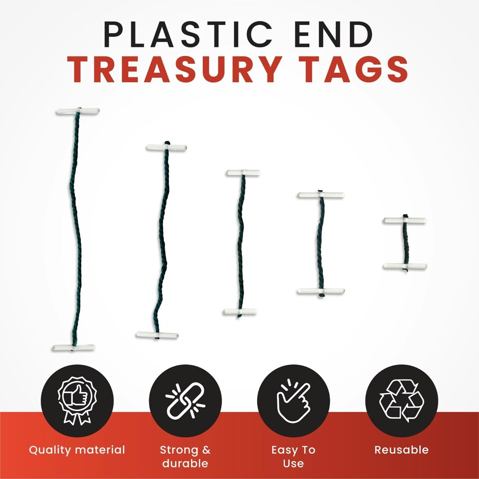 image 1 of Pack of 100 152mm Plastic End Treasury Tags