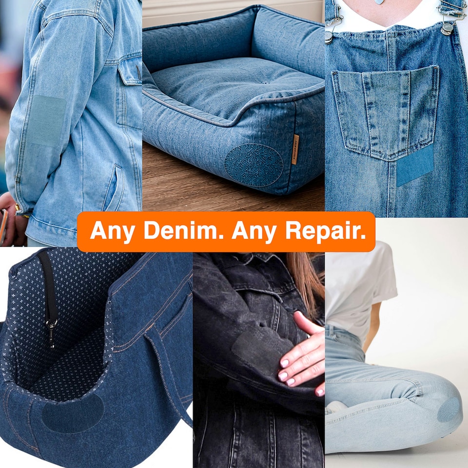 image 1 of Iron-On Denim Repair Patches for Jeans (10 Pack) - 100% Cotton Heavy Duty, Wash-Proof