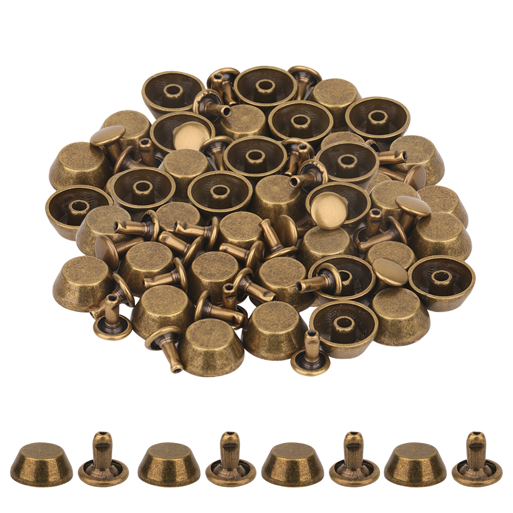 Neel Blue 12mm Mushroom Feet Cap with 7mm Back Rivets - 25pcs in Bronze