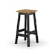 image 4 of Corona Wavy Edge Rectangular High Breakfast Bar Table & 2 Bar Stool Set - Black or Grey Frame | Black | Black | 1