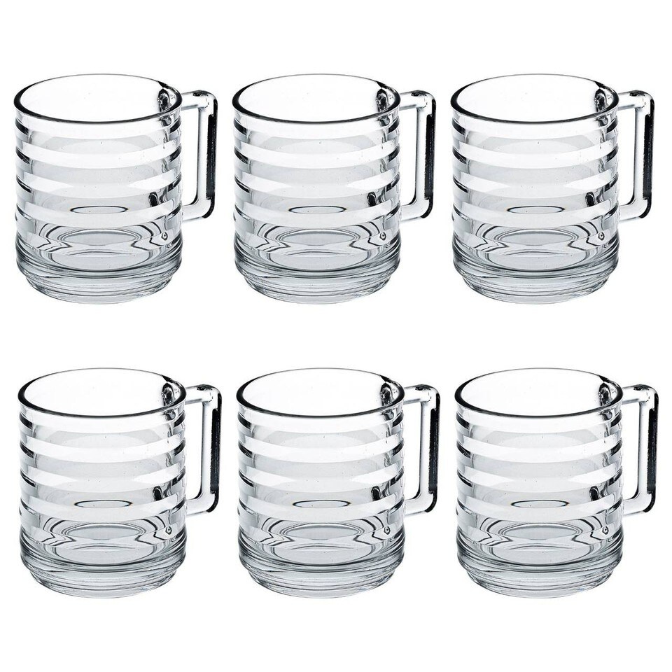 image 1 of 320ml Mugs Modern Clear Glass Tea Coffee Cups Hot Drinks Latte Glasses Set of 6