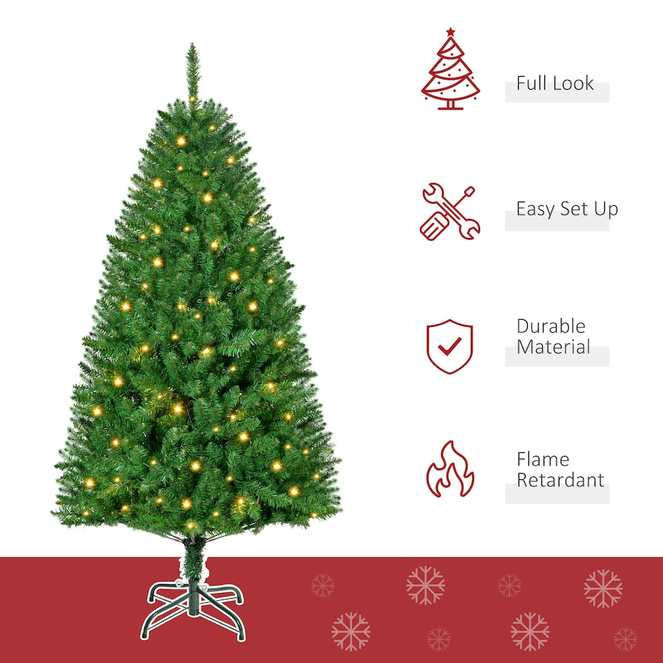 image 1 of HOMCOM 5FT Prelit Artificial Christmas Tree w/ Warm White Light Xmas Decoration