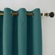 image 2 of Teal Linen Fabric Blackout Eyelet Curtains - 46x63 Inch Drop - 2 Panel Green