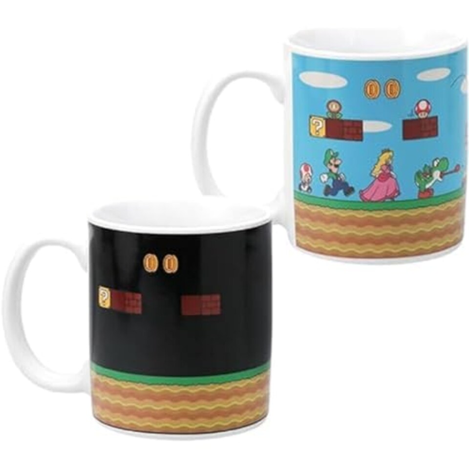 image 1 of Super Mario Bros Heat Changing Mug 300ml Ceramic Coffee Cup Official Nintendo Gamer Collectible Gift Paladone