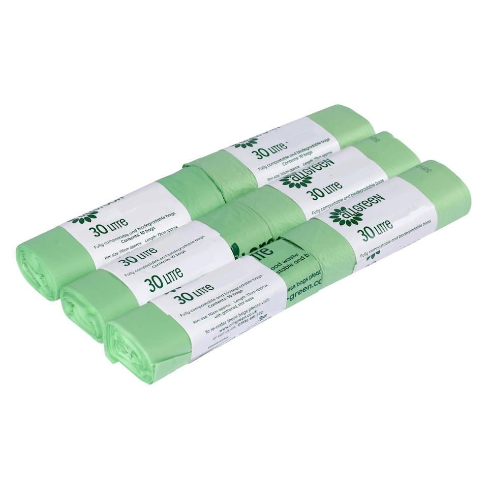 image 1 of All-Green 30 Litre Compostable Food Waste Bin Liners - 6 Rolls