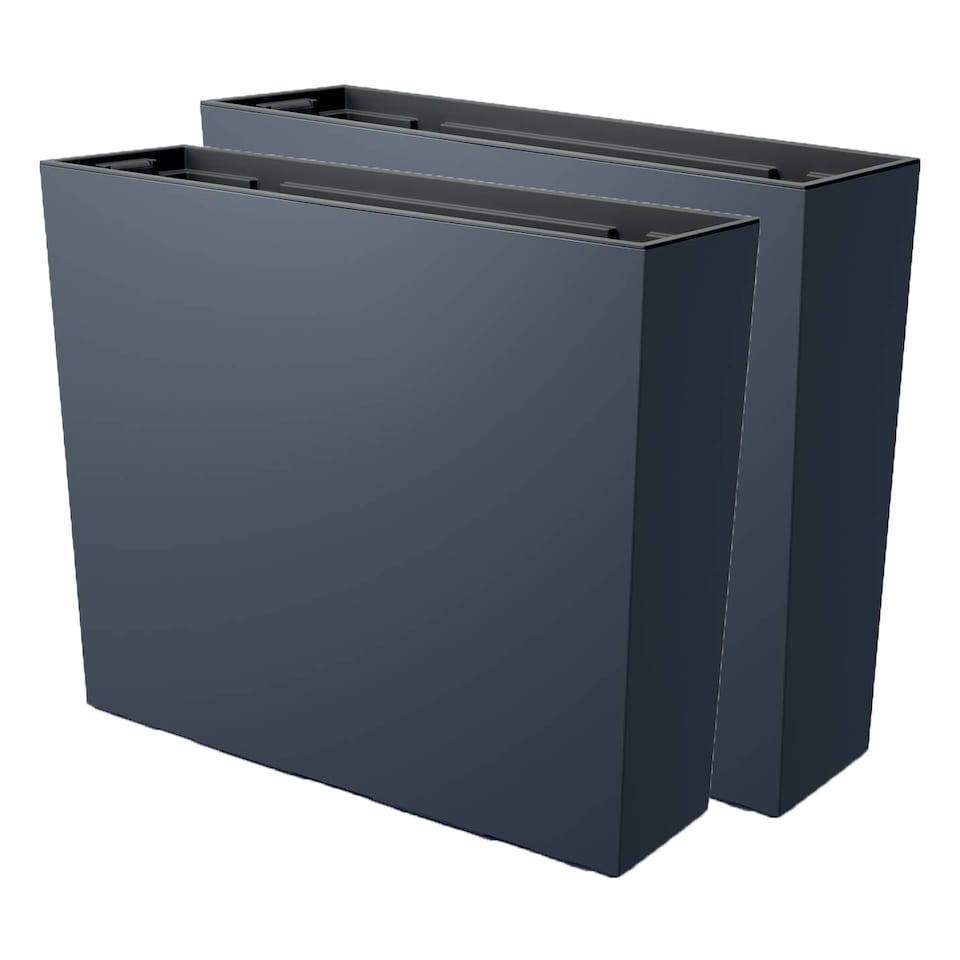 image 1 of 58cm Urbi Case Tall Rectangular Planter | Black | Black & Set of 2 | 2