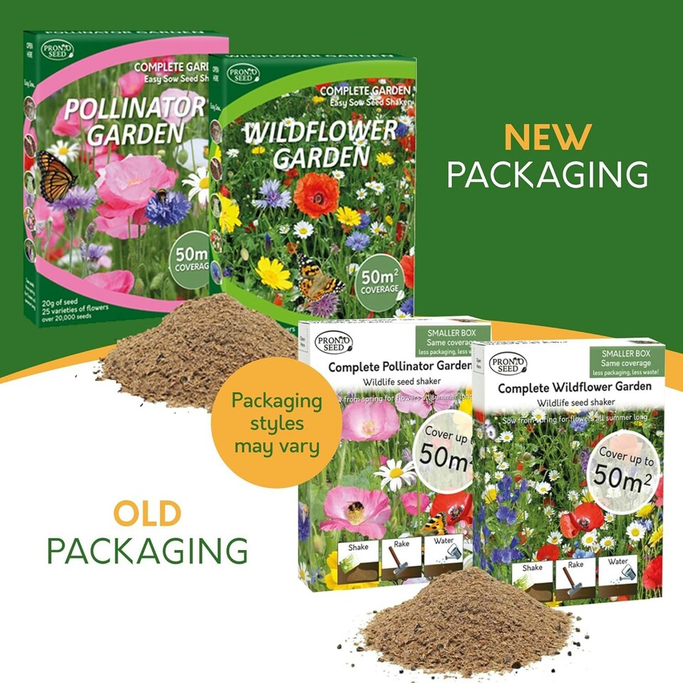 image 1 of Pronto Seed Wildflower Seeds Twin Pack 100m² Coverage, Butterfly & Bee Attracting Wildflower Seeds