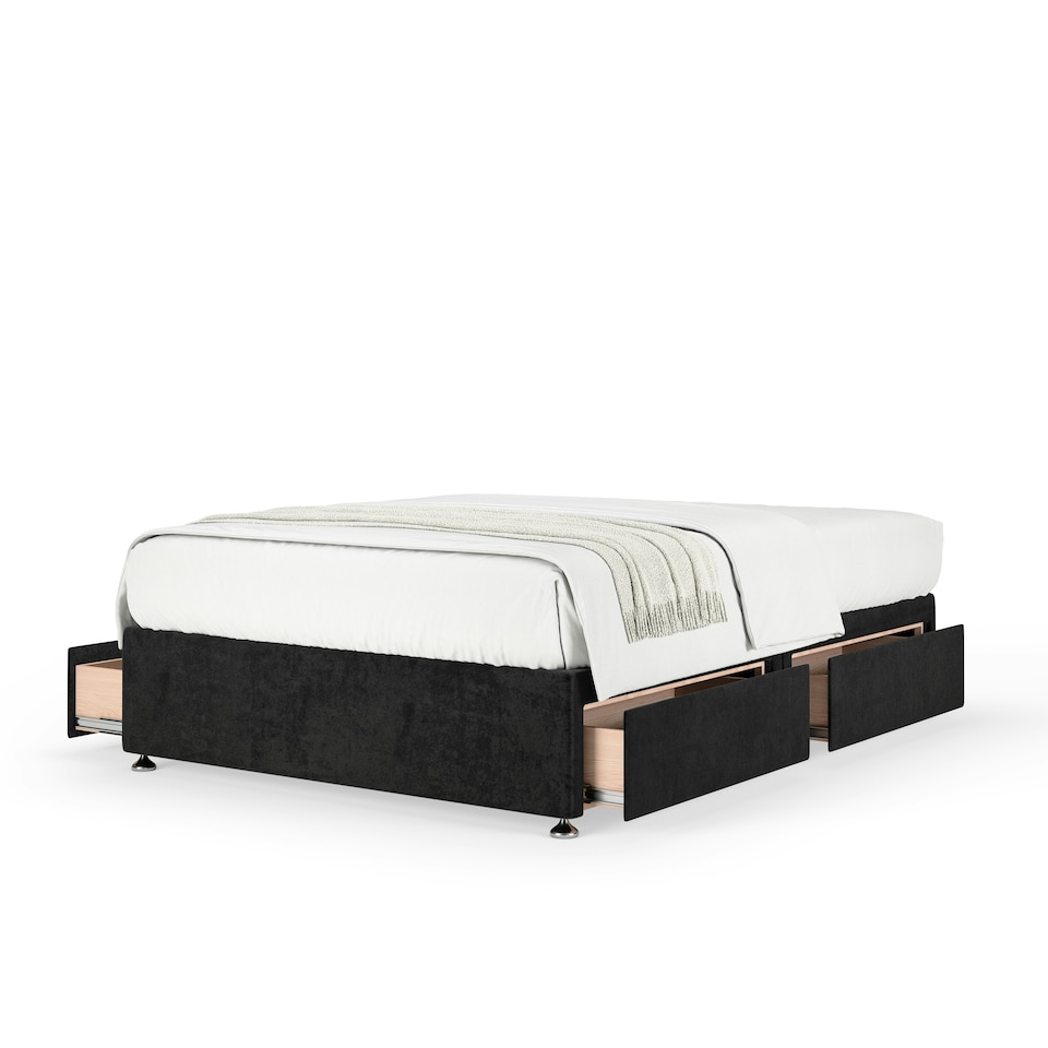 image 1 of Signature Platinum 2000 Pocket Sprung Black Naples Velvet 4 Drawer Divan Set Small Double