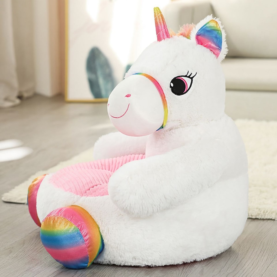 image 1 of Kids Plush Animals Sitting Support Sofa | White | White | One Size