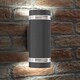 image 2 of Auraglow Outdoor Double Up & Down Wall Light - ELTON | Grey | Anthracite/Cool White
