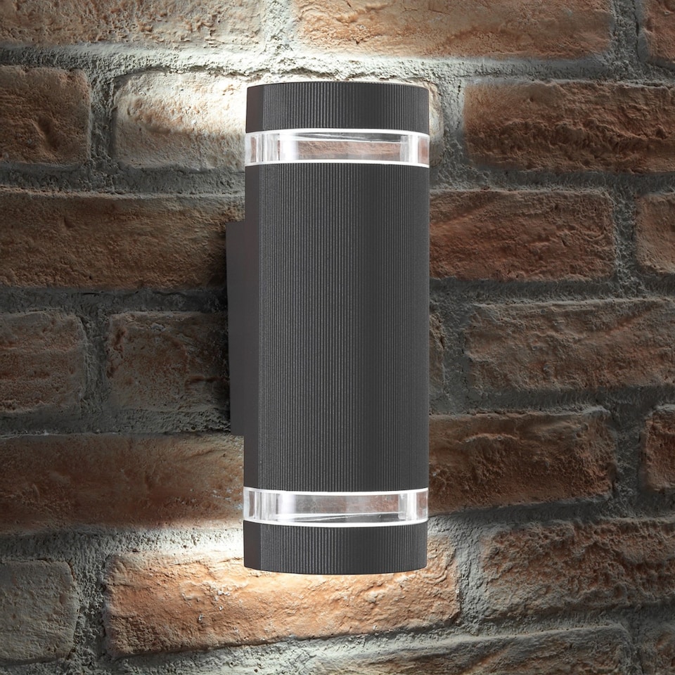 image 1 of Auraglow Outdoor Double Up & Down Wall Light - ELTON | Grey | Anthracite/Cool White