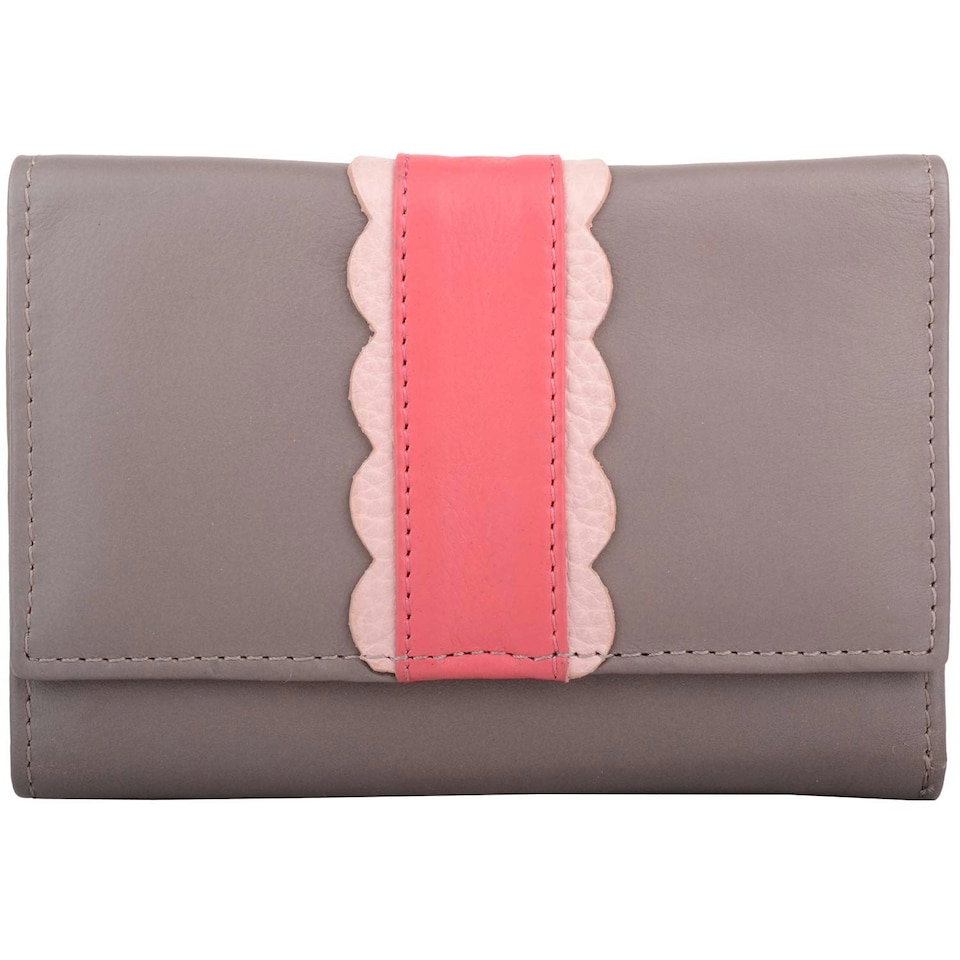 image 1 of Genuine Soft Leather Multi-Colour Money / Cred Card Holder / Purse Cream | Taupe/Coral/White
