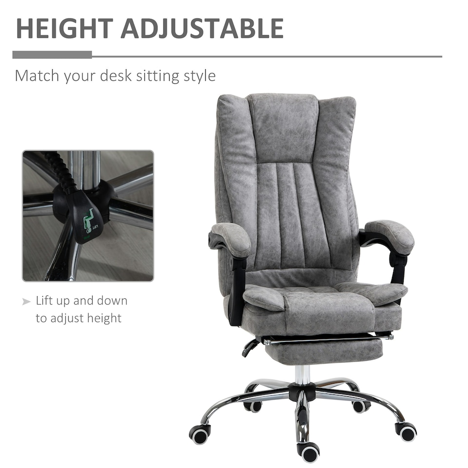 image 1 of Vinsetto Executive Office Chair Computer Desk Chair for Home w/ Footrest, Grey