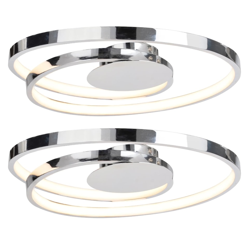 image 1 of Set of 2 Polished Chrome LED Swirl Flush Fittings | Chrome | 2