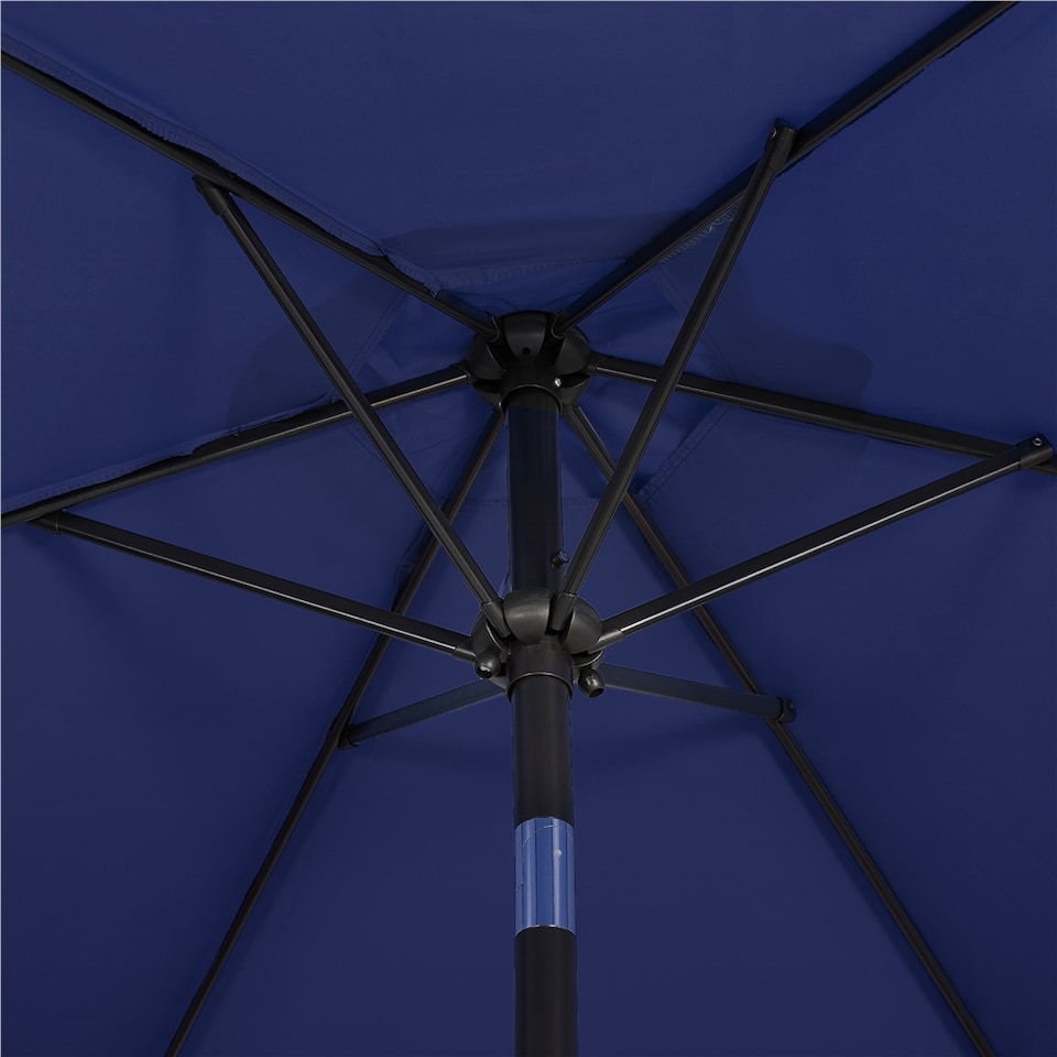image 1 of Yaheetech 226 cm Patio Umbrella Market Umbrella with 6 Ribs Push Button Tilt and Crank Operation-Navy Blue | Blue | Navy Blue | 226 cm L × 226 cm W × 240 cm H