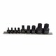 image 1 of 9pc Stubby Impact Triple Square Tamperproof Bit Sockets Spline 1/4" 3/8" 1/2"