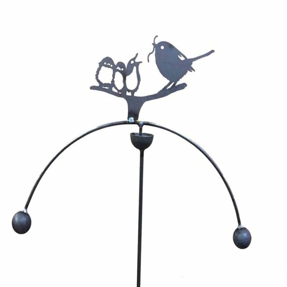 image 1 of Birds Feeding Wind Rocker Double Bare Metal/Ready to Rust - Steel - W54 x H148.5 cm
