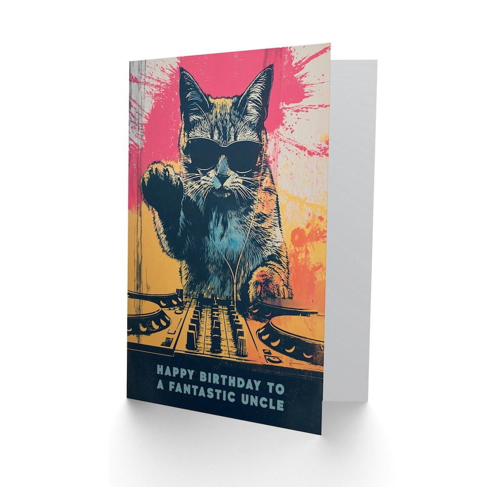 image 1 of Fantastic Grunge DJ Lover Vinyl Decks Uncle Birthday Card