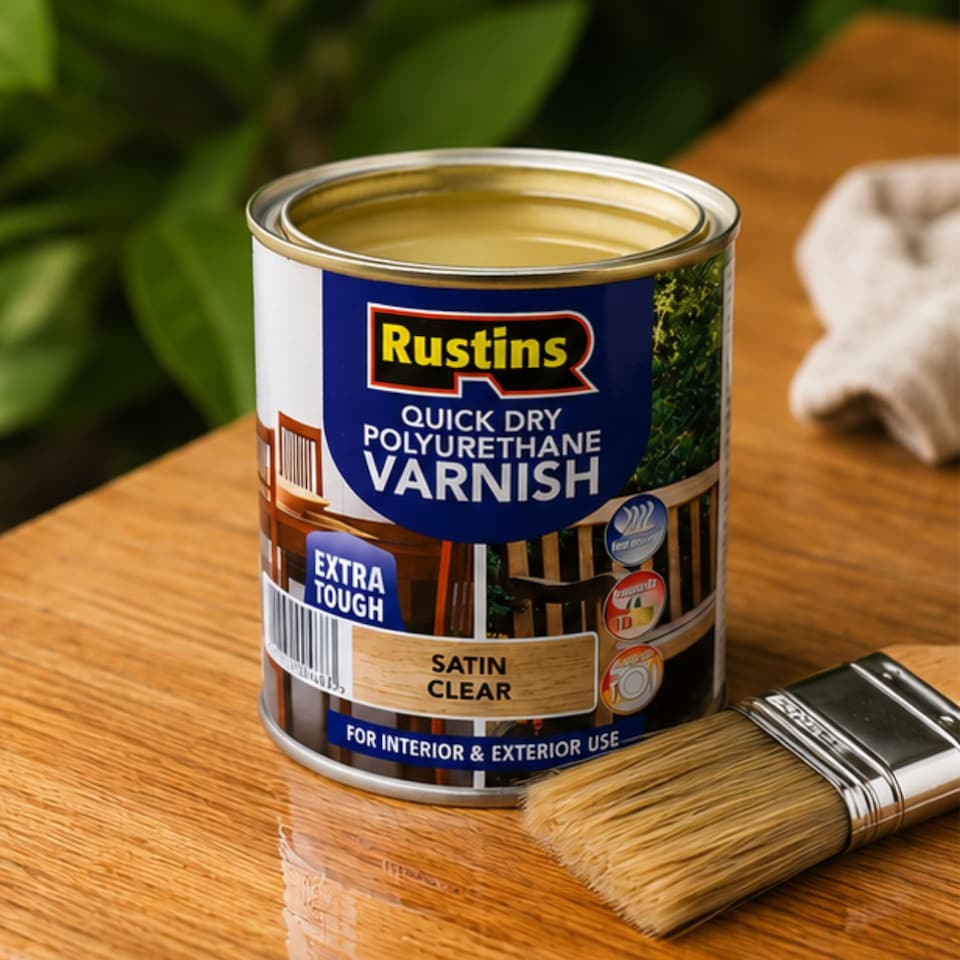 image 1 of Rustins Quick Drying Polyurethane Varnish Satin Clear 250ml | Clear | Clear | 250ml | 1