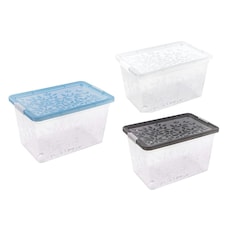 22L Set Of 3 Strong Elegant Jasmine Leaves Storage Containers With Lids Ideal For Wardrobe Organisation Clear