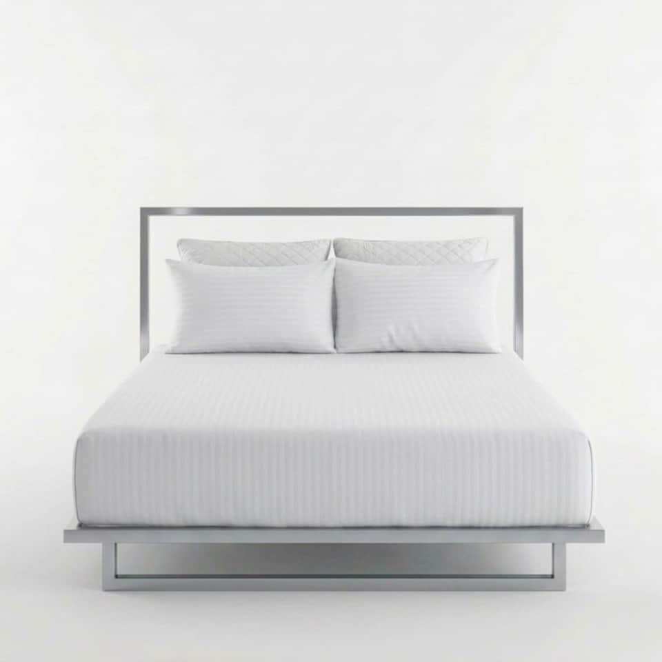 image 1 of Luxury 250TC Housewife Satin Stripe Pillowcase Pair Soft Touch | White | Standard