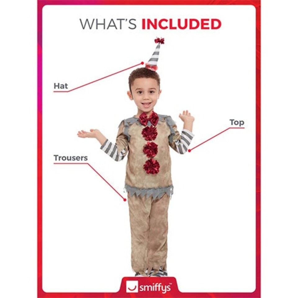 image 1 of Vintage Clown Fancy Dress Costume Unisex Toddler Age 1-2